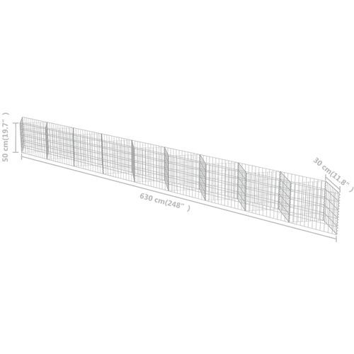 Gabionski zid od pocinčanog čelika 630 x 30 x 50 cm slika 24