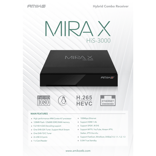 Amiko Prijemnik combo@Linux - MiraX Hybrid S2+T2/C HiS-3000 slika 4