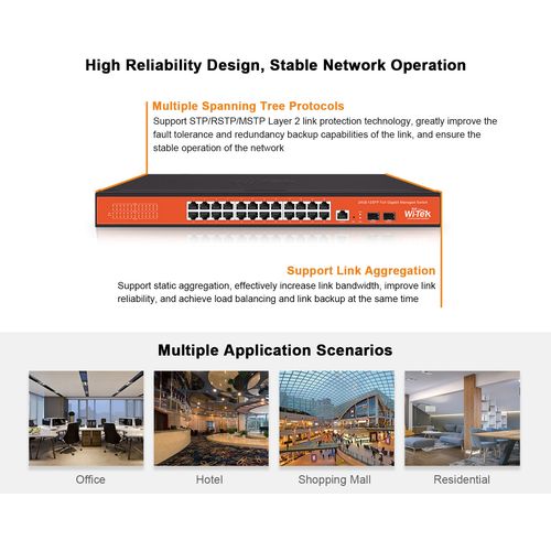 Wi-Tek WI-MS310GF 8GE+2SFP Ports L2 Managed Switch slika 3