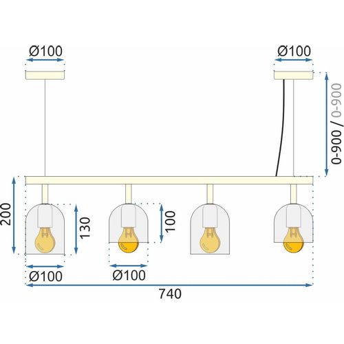 TOOLIGHT VISEĆA SVJETILJKA APP1030-4CP WHITE slika 8