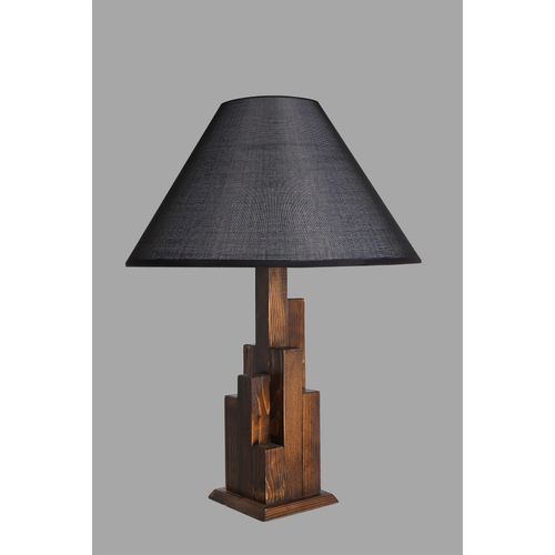 Kule Ceviz Ahşap Masa Lambası Pramit Hasır Siyah Abajurlu Black
Walnut Table Lamp slika 3