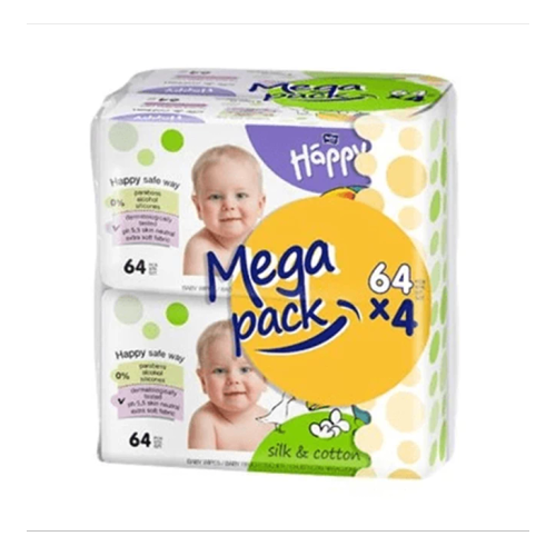 Bella Baby Happy vlažne maramice Silk&Cotton Mega pack 4x64kom slika 1