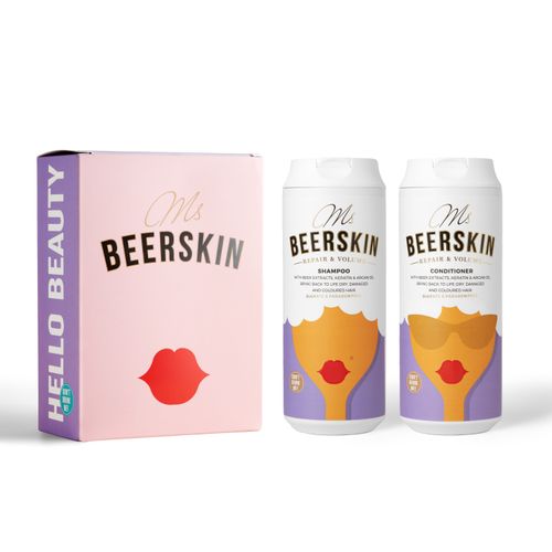 BEERSKIN HELLO BEAUTY, Gift Set 2x440ml: 1xREPAIR & VOLUME SHAMPOO & 1xCONDITIONER slika 1