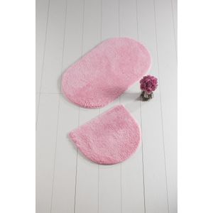 Colourful Cotton Kupaonski tepih akrilni (2 komada), Color of Oval - Candy Pink