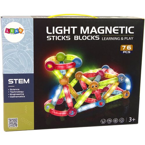 Set svjetlećih magnetskih štapića 76 elemenata slika 4