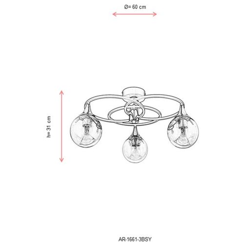 Luster AR-1661-3BSY u crno-bronzanoj boji slika 3