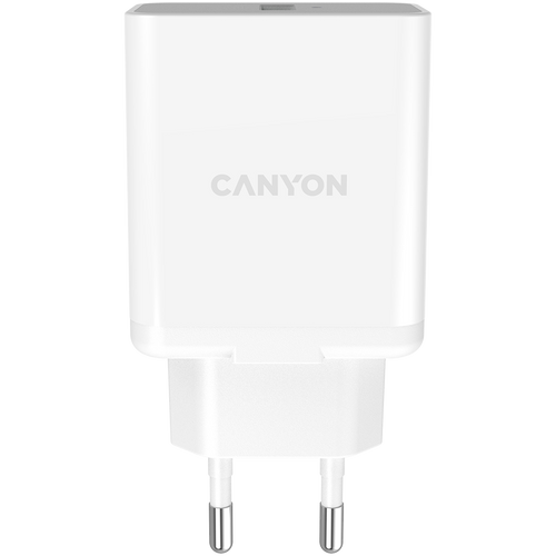 Canyon, Wall charger with 1*USB, QC3.0 24W, Input: 100V-240V, Output: DC 5V/3A,9V/2.67A,12V/2A, Eu plug, Over-load, over-heated, over-current and short circuit protection, CE, RoHS ,ERP. Size:89*46*26.5 mm,58g, White slika 1