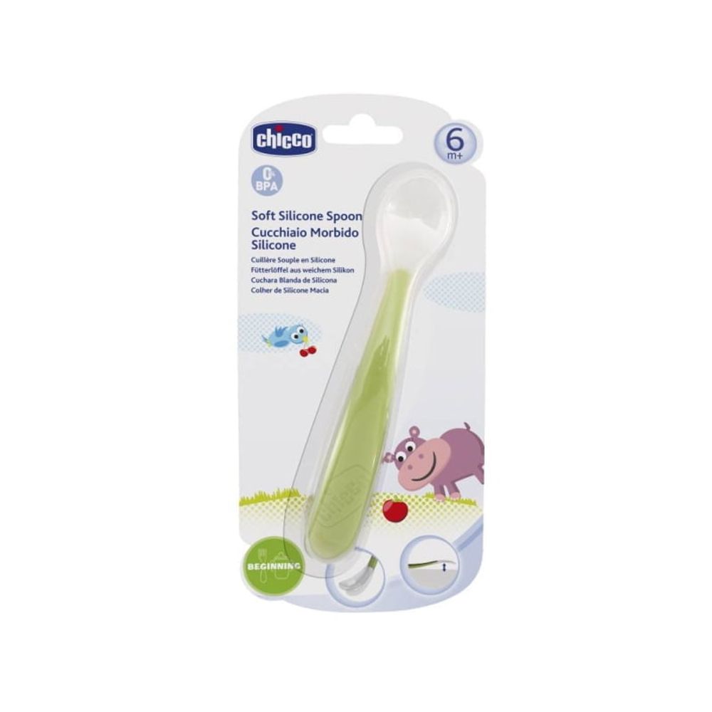 Chicco Silikonska kašika za bebe 6m+, Zelena slika 1
