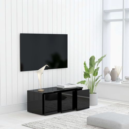 TV ormarić visoki sjaj crni 80 x 34 x 30 cm od iverice slika 4
