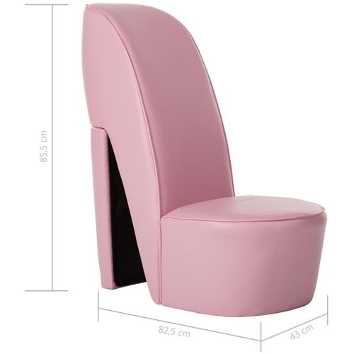 Stolica u obliku visoke pete od umjetne kože ružičasta slika 24
