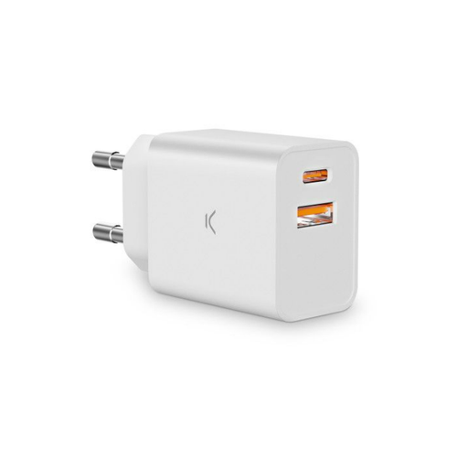 KSIX BXCDC30D ZIDNI Punjač 30W DUAL USB A+USB C KONEKTORI, BELI slika 1