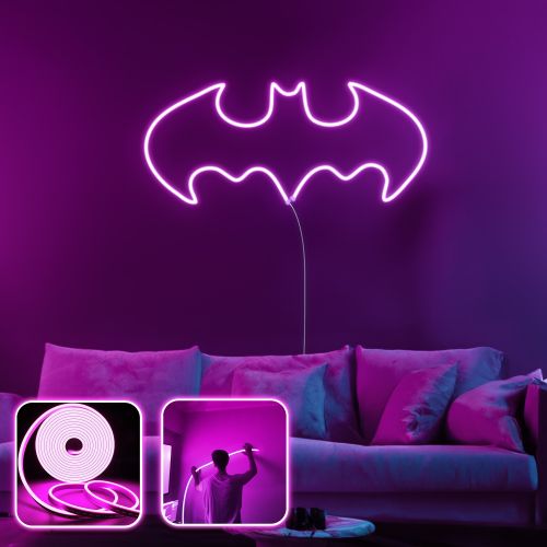 Batman Night - Velika - Roze Dekorativna Zidna LED Rasveta slika 1