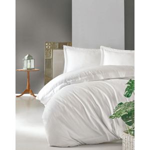 Elegant - White White Premium Satin Double Quilt Cover Set