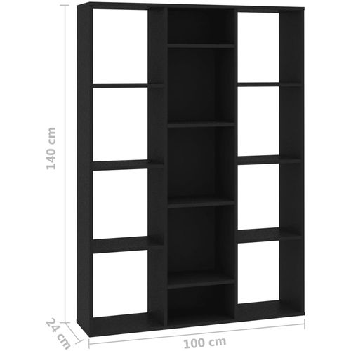 Sobna pregrada / ormarić za knjige crni 100x24x140 cm iverica slika 20