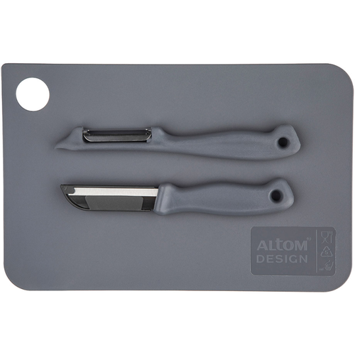 Altom Design set daska za rezanje + nož + strugač, 24 cm, siva slika 1