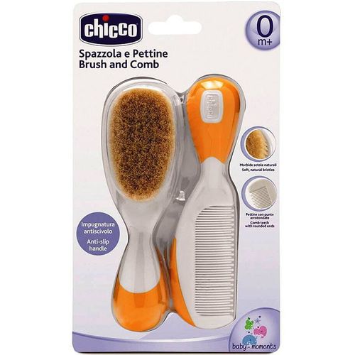 Chicco Set četka i češalj za bebinu kosu 0m+, Narandžasti slika 1