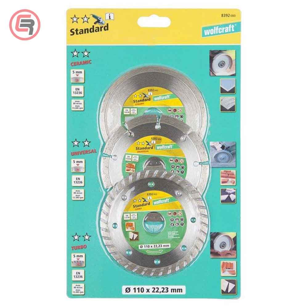 Wolfcraft Set Dijamantnih Reznih Ploča „Standardˮ fi 110 × 22,23 mm / 3 dijelni - 8392000 slika 3