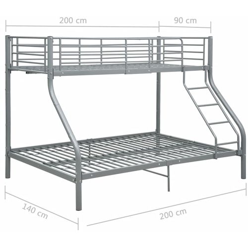 Okvir za krevet na kat sivi metalni 140 x 200 / 90 x 200 cm slika 7