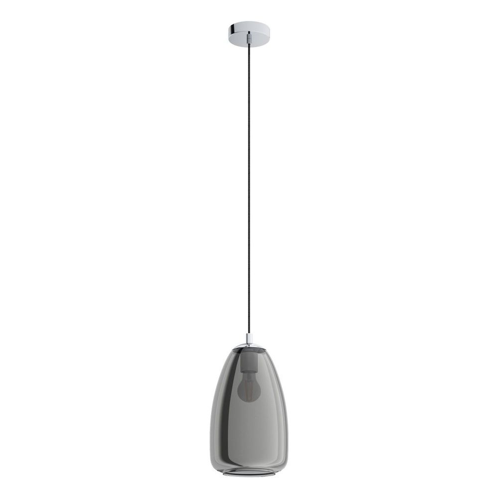 Eglo Alobrase Visilica 1, E27, Promjer 200 mm, Krom/Crno Prozirno slika 1