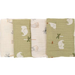 BUBABA BY FREEON tetra krpice muslin 4/1 40x40cm green/beige 84508