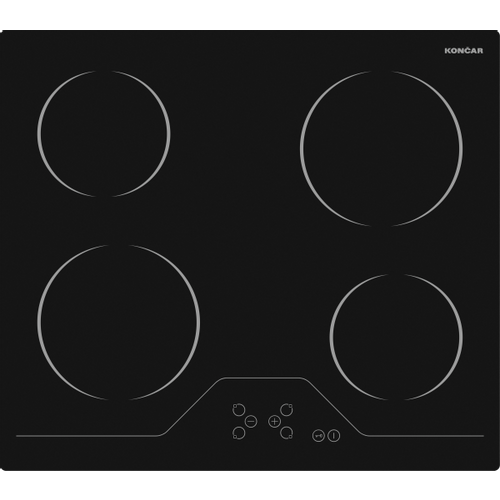 Končar Ugradna staklokeramička ploča UKE 6040 K.CM1, 4 zone, Širina 59 cm, Crna slika 1