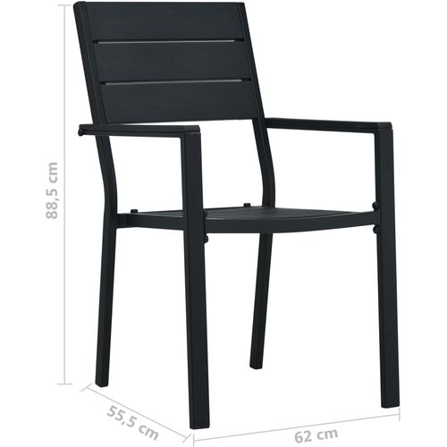Vrtne stolice 2 kom crne HDPE s izgledom drva slika 17