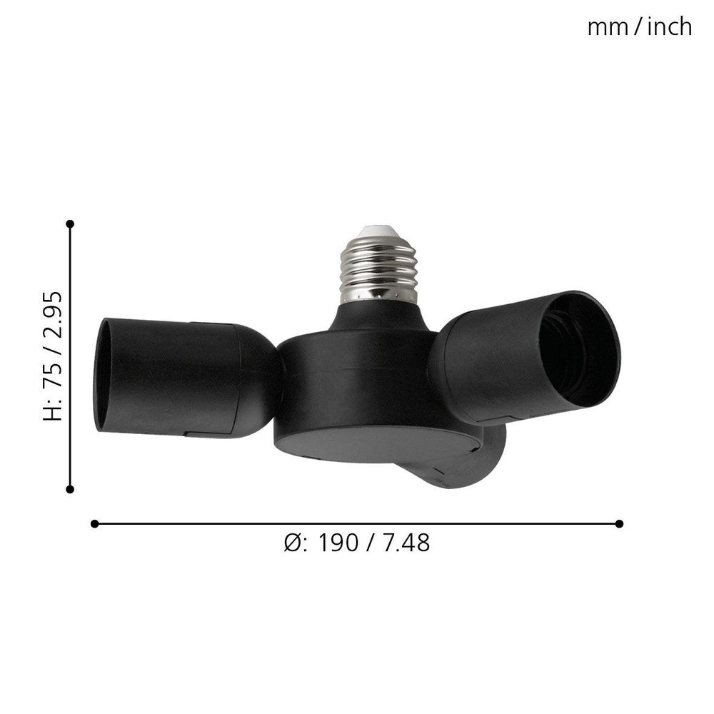 Eglo Rueda adapter grla/3, 3xe27 crni  slika 3