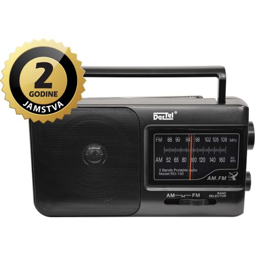 Dartel radio FM, AM, analogni, AC ili klasične baterije, crni RD-130 slika 1