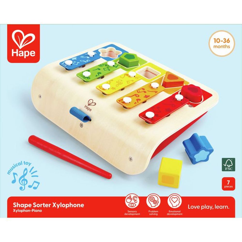 Hape Edukativni drveni ksilofon sa sorterom oblika slika 9