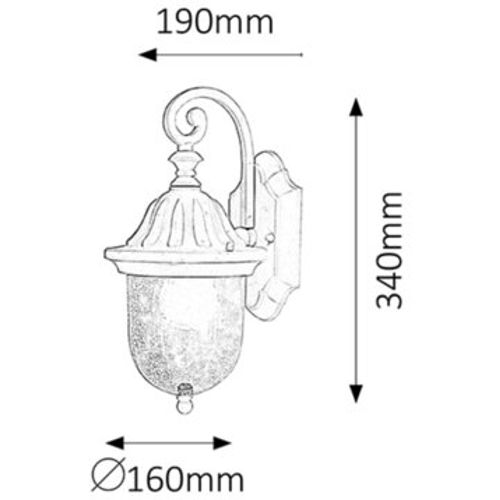 Rabalux Sydney spoljna zidna lampa E27 60Wcrna IP44 Spoljna rasveta slika 2