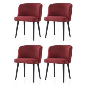 Soft - 4109 V4 Crna Crvena Stolica Set (4 Komada)