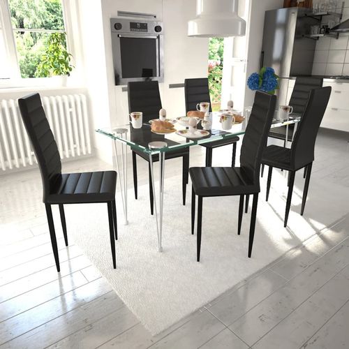 Komplet za ručak - Linijske stolice crne tanke 6 kom + stakleni stol slika 56