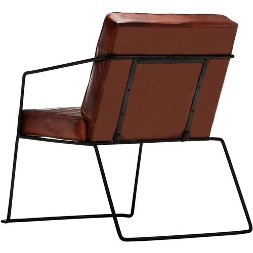 Fotelja od prave kože tamnosmeđa slika 5