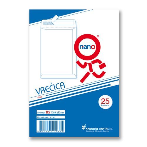 Vrećice 176x250 mm B5-BB strip, bijela, 25/1 slika 2