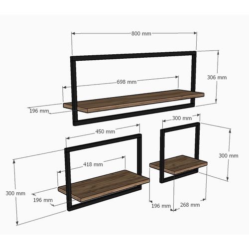 Woody Fashion Zidna polica, Yeso - Sapphire Oak slika 6