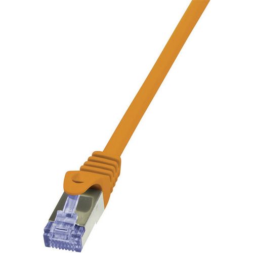 LogiLink CQ3078S RJ45 mrežni kabel, Patch kabel cat 6a S/FTP 5.00 m narančasta vatrostalan, sa zaštitom za nosić 1 St. slika 2