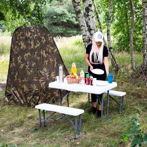Set za catering stol + klupe 105 x 65 x 69 cm bijeli