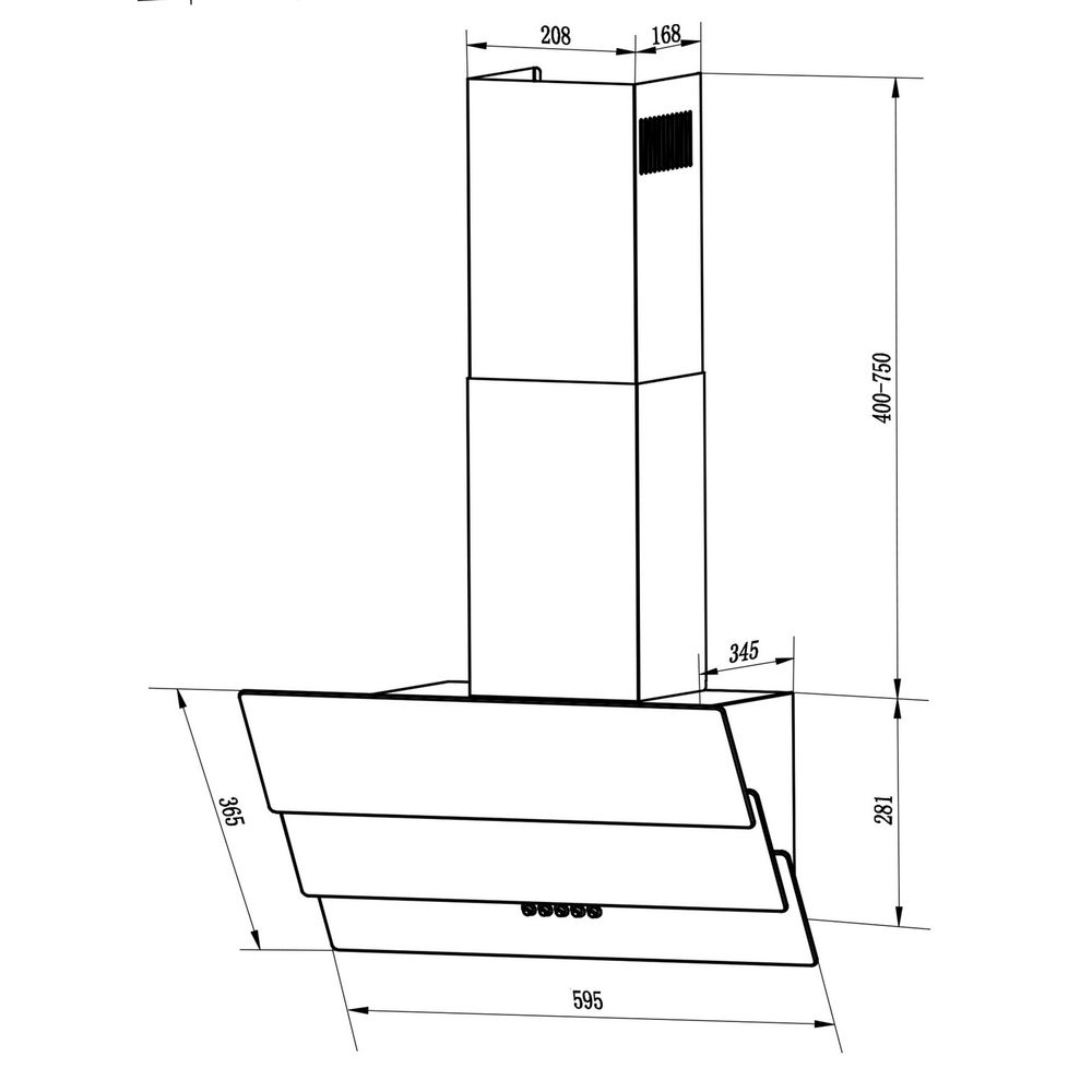 Berdsen BT-212 Kuhinjska napa s dimnjakom 60 cm, crna slika 7