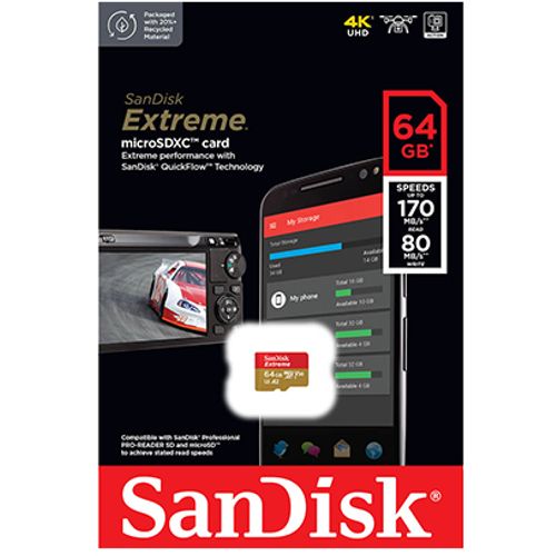 SanDisk SDXC 64GB Extreme micro 170MB/s UHS-I Class10 U3 V30+Ad slika 2