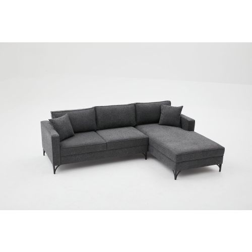 Atelier Del Sofa Kutna garnitura, Antracit Crno, Berlin Right - Anthracite, Black slika 8