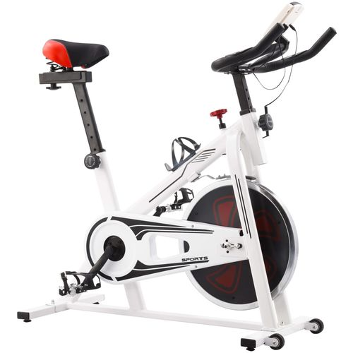 Sobni bicikl za vježbanje sa senzorima pulsa bijelo-crveni slika 2