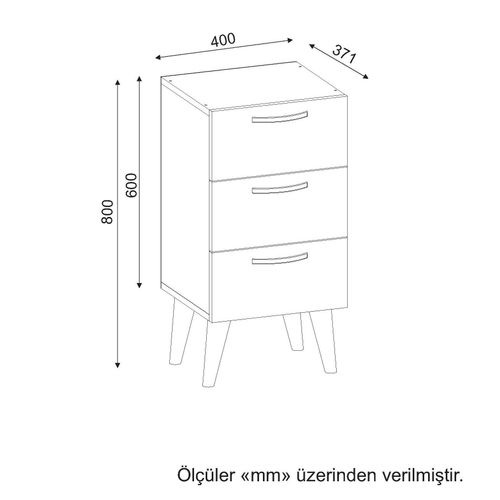 Woody Fashion Noćni ormarić, Orah Bijela boja, Bellini v3 - White, Walnut slika 6