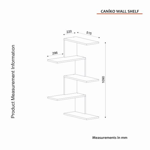 Woody Fashion Zidna polica CANIKO, boja Travertine slika 7