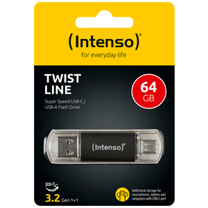 Intenso USB Flash drive 64GB, USB 3.2, USB-C, USB-A, Twist Line - USB3.2-64GB/Twist Line