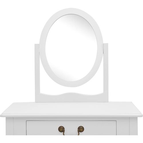 Toaletni stolić sa stolcem bijeli 65x36x128 cm paulovnija i MDF slika 32