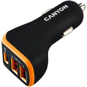 CANYON C-08, Universal 3xUSB car adapter, Input 12V-24V, Output DC USB-A 5V/2.4A(Max)