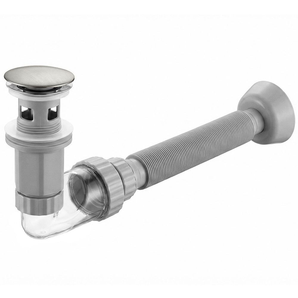 Sifon za umivaonik s click-clack ventilom REA Flow Brush Nickel slika 1