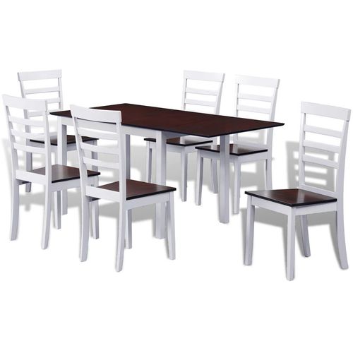 7-dijelni blagovaonski set s produžetkom za stol smeđe-bijeli slika 21