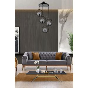 Elegantni Crni Luster sa Füme Staklom i 4 Lü Tepsijom