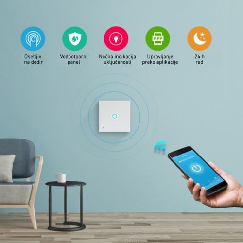 Wi-Fi smart prekidač svetla 1x5A WFPS-W1/WH slika 1